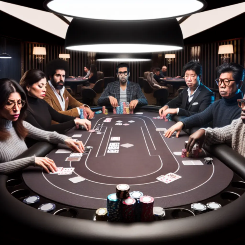 Stół pokerowy z trwającym turniejem na żywo