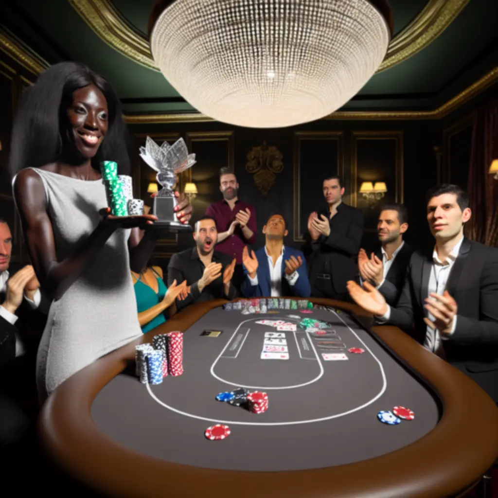 Zwycięzca turnieju pokerowego świętujący wygraną